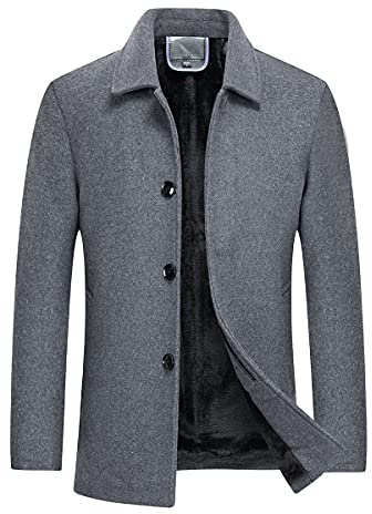 YOUTHUP Cappotto Invernale da Uomo Cappotti Corto in Lana Elegante Trenchcoat Outerwear a Vento, Grigio, S