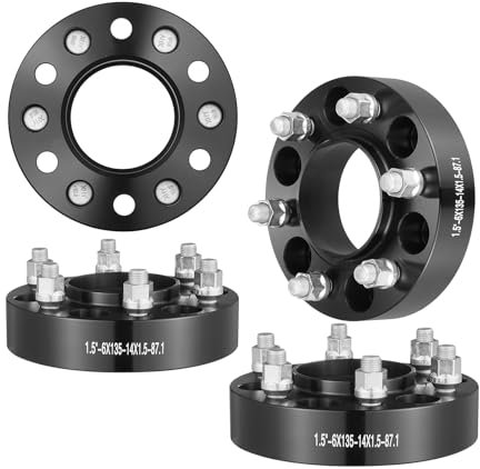VEVOR Wheel Spacers, 1.5 6x5.3 Wheel Adapters, 6 Lug Forged Spacer, 87.1 mm Bore Hubcentric M14 x1.5 Studs Spacers, Fit for Ford F150, Expedition, Lobo, Navigator, 4 PCS Black