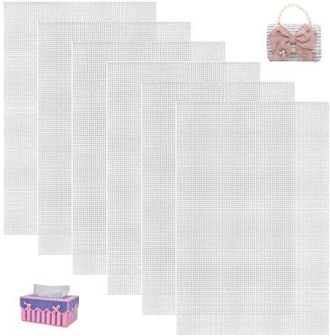 YZROHYI 6 PCS Plastic Canvas para Bolsos 30x20 CM,Hojas de Lona de Malla de Plástico para Bolsos,Tela de Punto de Cruz Plastico,Rejilla de Plastico para Manualidades,Malla Bordado para Ganchillo
