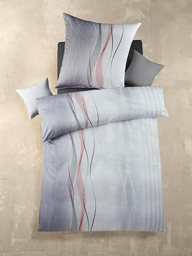 BaSaTex Seersucker Bettwäsche Set Mikrofaser Polyester 135x200 cm | Reißverschluss| 100% Microfaser | 2 teiliges Set | Design: Swing