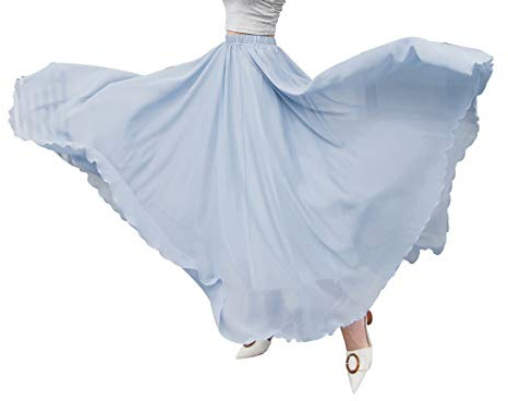 Artykey Jupe Longue Femme Élégante Taille Haute A-Ligne Casual Été Boho Danse Fête Plage Maxi Jupe Grey Blue