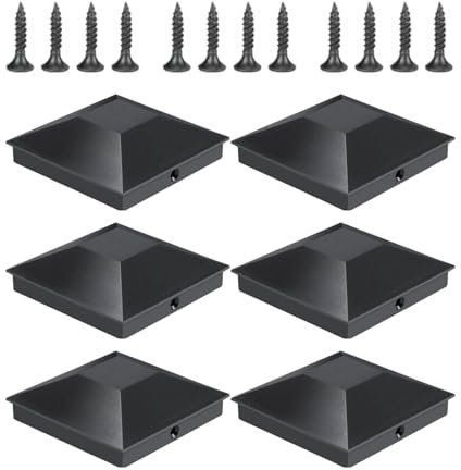 Qkbuza 6 Pièces Chapeau Poteau Bois Capuchons De Poteaux De Clôture Avec Vis, Capuchon De Poteau De Clôture, Capuchon De Poteau Carré, Pour Les Clôtures Poteaux Garde-Corps Tuyaux En Acier