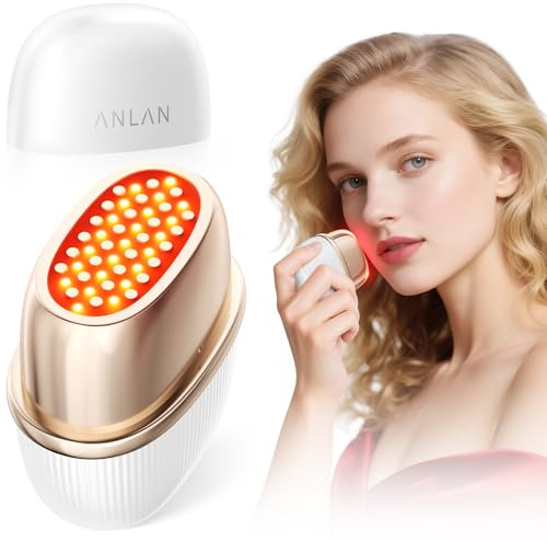 ANLAN Mini Radiofrecuencia Facial, 24K Oro RF Aparato Reafirmante y Antiarrugas, EMS Masajeador Facial Antienvejecimiento, 3 Modos, 3 Niveles, IPX6