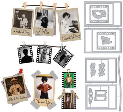 DELORIGIN Matrices de découpe pour cadres photo de film, fabrication de cartes, métal, gabarits de découpe pour scrapbooking, matrices de gaufrage, accessoires pour découpes pour DIY, invitations en