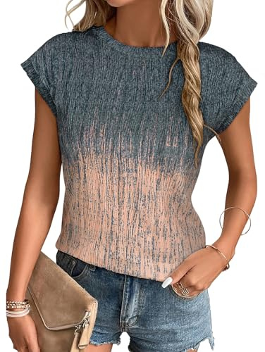 Gemulate Short Sleeve Tops Casual T Shirts Round Neck Blouse | ladies Knit Tees