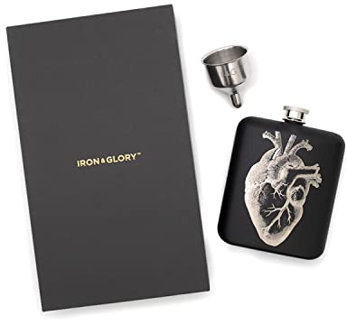 Iron & Glory | Hip Flask & Funnel | Discrete Hip Flasks For Men | Drinking Accessories To Smuggle Your Booze | Laser Engraved Alcohol Or Whiskey Flask | Gifts For Men & Wedding Gifts For Groomsmen