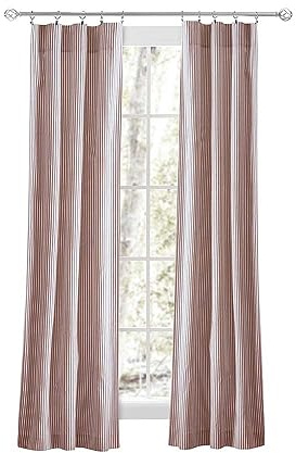 Ellis Curtain Plaza Stripe 56 x 84 Tailored Panel Pair, Brick