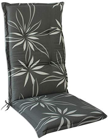OUTLIV. Polsterauflage Florence Dessin 2135 Klappsessel -Auflage 120x50x6 cm Sitz- Rückenkissen Grau mit Blumenmuster Sitzauflage für Gartensessel und Gartenstuhl