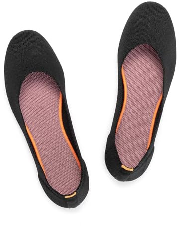 Frank Mully Women's Knit Ballet Flat Round Toe Flat Shoes Slip On Classic Low Wedge Ballerina Shoes Black, 8