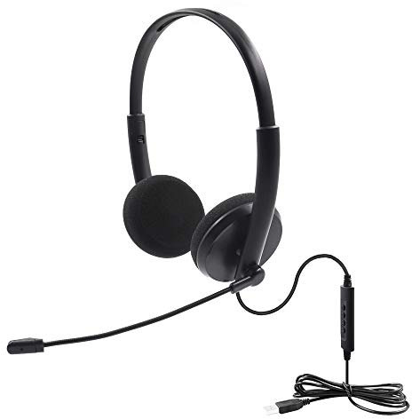 Auriculares USB,Micrófono Micrófono PC Auriculares Telefono USB/3.5mm Cancelación de Ruido & Sonido estéreo Claro Cascos Business para Skype Centro de llamadas Cursos Online Computadora de oficina PS4