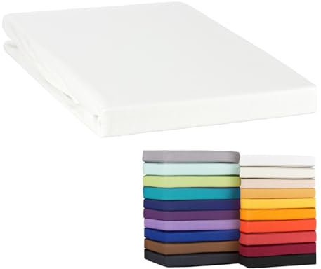 Moon-Classic Topper Spannbettlaken Spannbetttuch 140x200-160x220 cm Jersey aus 100% Baumwolle (Weiß)