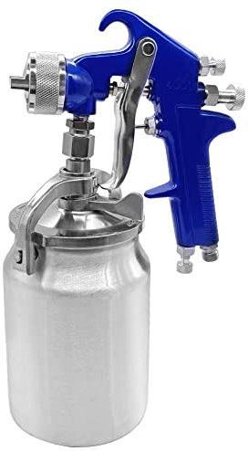 Joywayus HVLP Spray Gun with Cup, 1.8mm Nozzle, 34oz 1000cc Capacity, Professional Siphon Feed Pneumatic Air Paint Sprayer Gun, Blue Handle