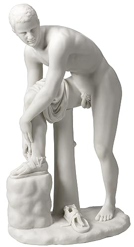 Veronese Design 10 Inch Hermes Fastening Sandle Resin Statue Marble White Finish Classic Greek Sculpture