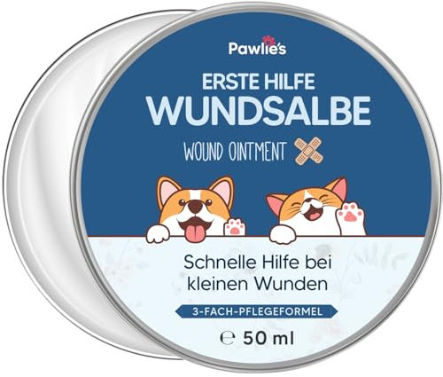 Pawlie's Wundsalbe für Hunde & Katzen (50ml) | Schnelle Regeneration & sanfte Reinigung | Anti-Juckreiz-Formel für gereizte Haut | Einfach & sicher (auch bei Ablecken) | Made in Germany