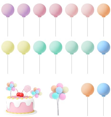 Tyqour 16 topper colorati per torta a palloncino, mini palloncini, decorazioni per torte, decorazioni per torte bohémien, per compleanni, baby shower, matrimoni, anniversari, feste, decorazioni per