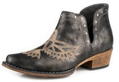 Roper Women's Ava Wings Ankle Boot, Black, 9