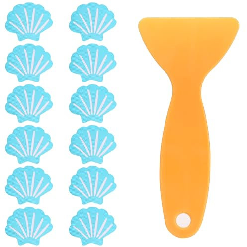 Acooruiteng Non Slip Bath Stickers Non Slip Shower Stickers Anti Slip Bath Stickers Self-Adhesive Bath Anti Slip Stickers Non Slip Bathtub Stickers with Scraper for Bathroom Shower Bath Tub Floor12Pcs
