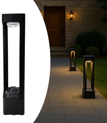 LED ATOMANT Balizas Solares Exterior Jardin 4W, Luces de Jardin Solares, CCT (Selector de Color Blanco calido, neutro y frio), IP67 Impermeable, Poste de iluminacion LED para Caminos