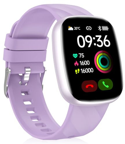 CATGIFF Montre Enfant Non Connectée ou Connectée, Fitness Tracker Montre Intelligente IP68 Étanche avec 100+ Modes de Sport, Cardiofrequencemètre, Podomètre, Cadeau pour Garçons Filles Ados, Lavande