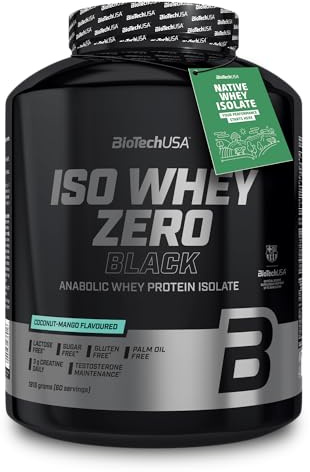 BioTechUSA Iso Whey Zero Black | med kreatin, zink, vitamin B3 och aminosyror | 90% protein | sockerfri, laktosfri, glutenfri, 1816 g, Kokos-Mango