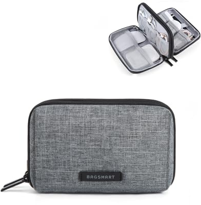 BAGSMART Kabeltasche Organizer Reisetasche für Elektronik Organizer Wasserdichte Zubehör für Handy Ladezubehör, Grau