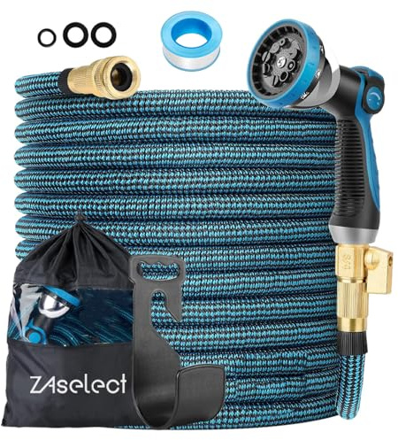 Tubo da giardino espandibile da 45 m o 60 m, tubo flessibile per l'acqua con tessuto extra resistente, con ugello spray a 10 modelli, tubo espandibile leggero a prova di perdite, per irrigazione e