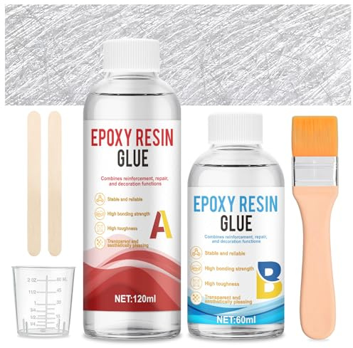 Fibre de Verre Résine Époxy, Fibre de Verre Carrosserie, Résine Polyester + 1m² Tapis en fibre verre 300g,Kit Reparation Fibres de Verre pour Automobiles,Bateaux, Planche de Surf et Anderen