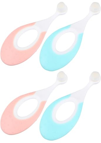 UTHCLO Cepillo de Dientes Infantil Blandito para Bebés Cerdas Cómodas y Material Pp Pbt Ligero, Paquete de 4 Unidades Portátil para Cuidado Bucal Infantil