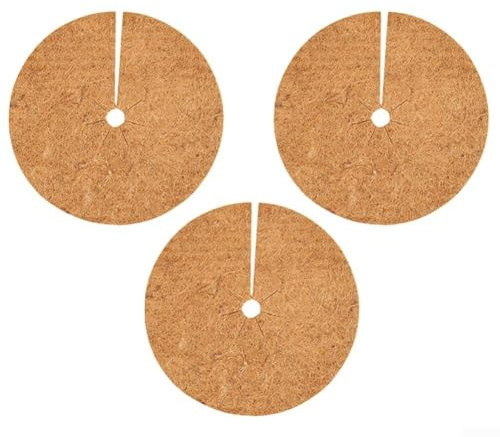 Discos de mantillo de coco natural para protección y control de plantas, tapetes de fibra gruesa para retener la humedad y la temperatura del suelo para macetas de jardín, paquete de 3 (45 cm)
