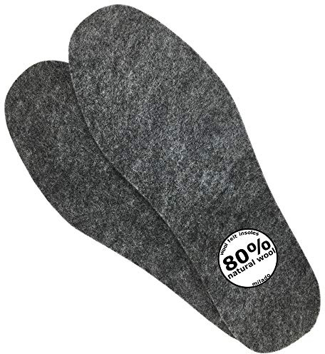 Ullfilt innersulor – naturligt varmt lammull för män, Grått, Men's 6 / Women's 7