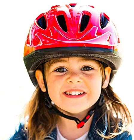 Joovy Noodle Bike Helmet for Toddlers and Kids Aged 1-9 with Adjustable-Fit Sizing Dial, Sun Visor, Pinch Guard on Chin Strap, and 14 Vents to Keep Little Ones Cool (Medium, Red)