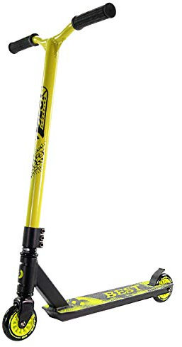 Best Sporting Scooter für Erwachsene | Kick-Roller aus Leichtem Aluminum | Schwarz-Gelb | Trick-Roller | Tretroller Mit Rollengröße 100 mm | Stilvoller Stunt-Scooter