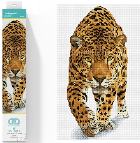 DIAMOND DOTZ 2591787 Original 5D Diamond Painting Squares Set, Leopard, DIY Diamant-Malerei-Kit mit quadratischen Glitzersteinen für Erwachsene und Kinder ab 12 Jahren, Intermediate