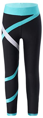 Zaldita Kinder Mädchen Leggings Stretch Lange Hose Elastischer Bund Sporthose Fitness Hose Strumpfhose Training Freizeitkleidung A Grün C 122-128