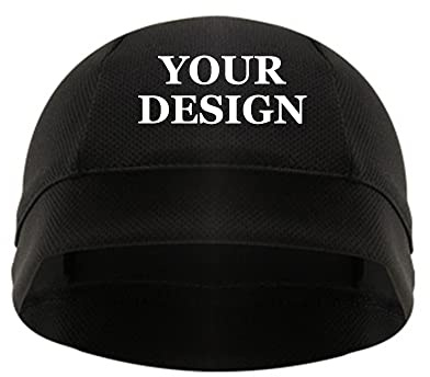 TopTie Custom Printing Skull Caps Cooling Stretch Mesh Beanie Sweat Wicking Helmet Liner-Black