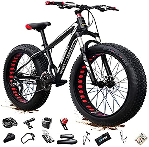 YUYANAIAI VTT 26 Pouces Fatbike Adultes, Fat Tire Mountain Trail Bike, Vélo 27/30 Vitesse, Double Suspension Complète, Double Frein À Disque