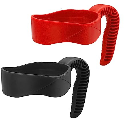 AICMEI 59 ml kopphandtag, halkfri resemugg grepp kopphållare, bekvämt ersättningshandtag för muggar i rostfritt stål och mer tumlare (svart, röd)
