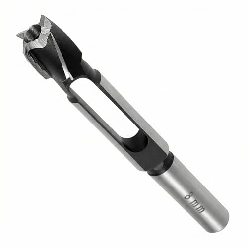 QWORK® Dübel-Zapfenbohrer aus langlebigem Kohlenstoffstahl für Holzbearbeitung und Möbelherstellung - Durchmesser 8mm - Schaft 13mm