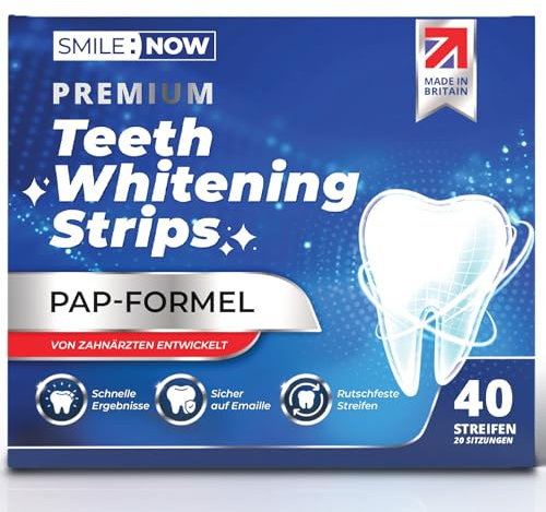 Zahnaufhellung White Strips - 20 Teeth Whitening Strips - für empfindliche Zähne - weiße Zähne ohne Peroxide - Zahnschmelz-sicher - hergestellt in Großbritannien von SMILE:NOW (20, Minze)