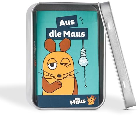 TS Spielkarten - Aus die Maus Kartenspiel für Kinder ab 3 Jahre, Sendung mit der Maus, Spielregeln wie Schwarzer Peter + Metalldose