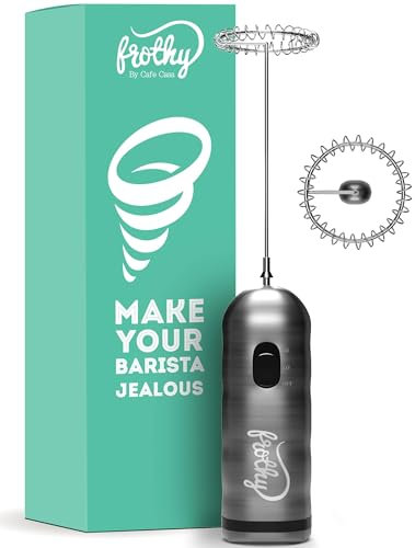 Elektrische Milchaufschäumer, 2 Drehzahl Tragbarer Handheld Schaummacher aus Edelstahl, Batteriebetrieben, Ohne Ständer, für Kaffee, Latte Macchiato, Cappuccino, Matcha, Milchshake