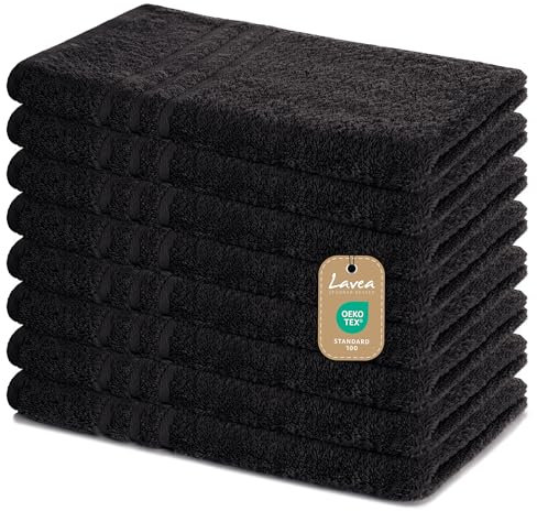 Lavea 8er Handtücher Set 50x100cm, Frottierserie Elena, Handtuch aus 100% Baumwolle ÖKO-TEX Zertifiziert, 60° waschbar, trocknergeeignet, schnelltrocknend und saugstark, angenehmes Hautgefühl