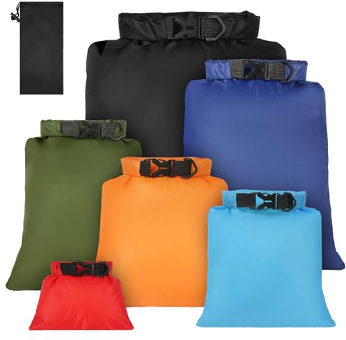 vsshe wasserdichte Tasche, 6 Stück wasserdichte Aufbewahrungsbeutel, 1,5/2,5/3/3,5/5/8L Packsack Wasserdicht Ultraleicht Dry Bag Trockentasche für Driften Schwimmen Schnorcheln Camping Kajak Zubehör