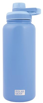 Polar Gear Stainless Steel Water Bottle 1L - Double Wall Vacuum Insulated Water Bottles with Dust Cover Screw Cap, Leakproof Metal Water Bottle, BPA Free Drinking Bottle with Carry Handle (Blue)