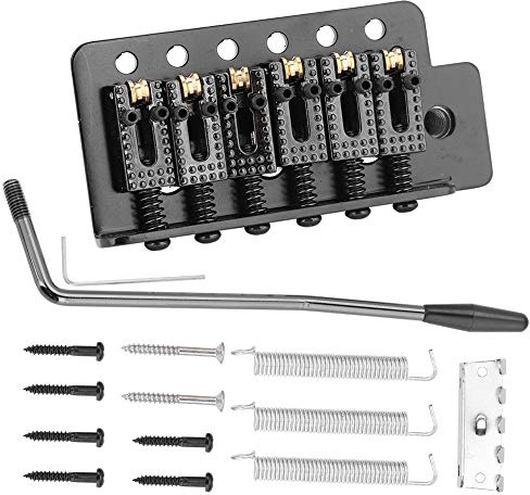 Mtlavishness Gold Tremolo System with Roller Single Locking Vibrato Bridge Tailpiece for ST Guitar Durable Easy To Install For Manual True Vibrato Creation (Black)