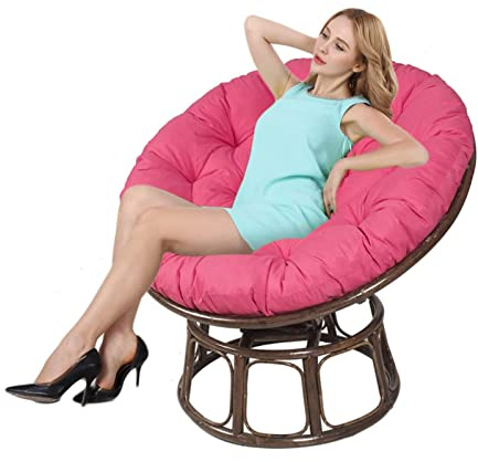 Cojín redondo resistente al agua para silla, almohada suave para interiores y exteriores, 130 cm, color rojo rosa, perfecto para asientos de jardín y ocio (silla no incluida)