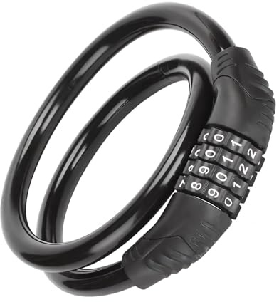 Bicycle Lock Anti-Theft, Bike Lock Combination Bike Locks Cable High Security Kids Bike Lock Cycle 4 Digits Long Cable Chain Padlock Lock for Pushchairs, Motorcycles, Bikes, Scooters