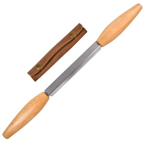 SPEEDWOX Couteau à bois Outil de menuiserie Outils de sculpture sur bois à lame droite Lame droite en acier au carbone SK5 avec étui en cuir Outil de sculpture et de taille sur pour le façonnage