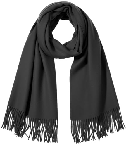 Van Der Rich ® - Bufanda Clásica de Mezcla de Lana con Tacto Cachemira - Mujer Hombre (Negro)