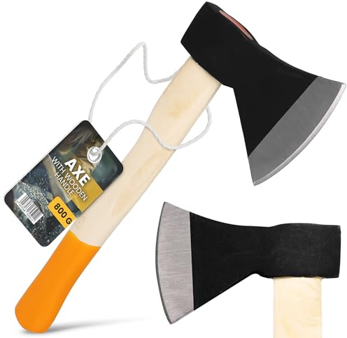 Instalguru Hacha 800 g Leña Bosque Jardín Acero Mango Resistente Multifuncional para Cortar Dividir Troncos Tala Ramas Mantenimiento Exterior